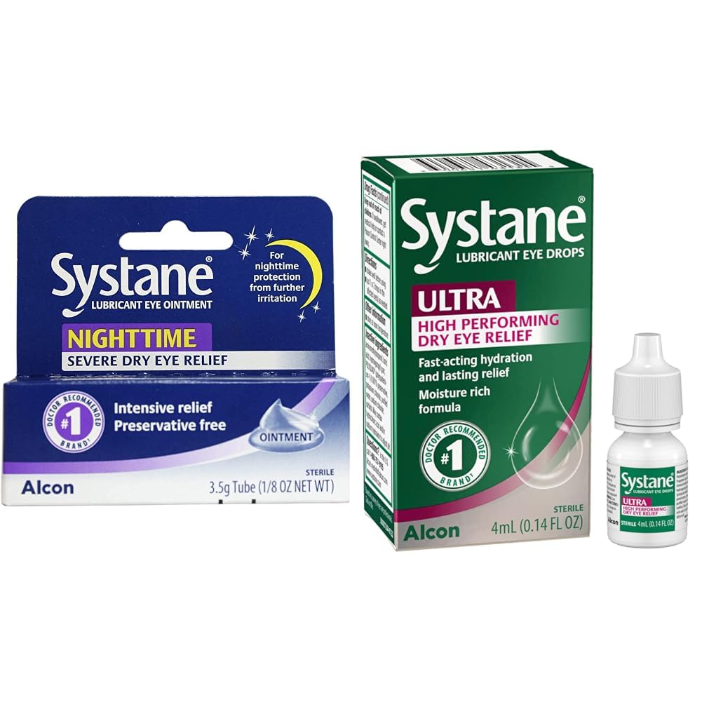 Systane Nighttime Lubricant Eye Ointment 3.5g Tube & Ultra Lubricant Eye Drops,0.14 Fl Oz (verpakking van 1)