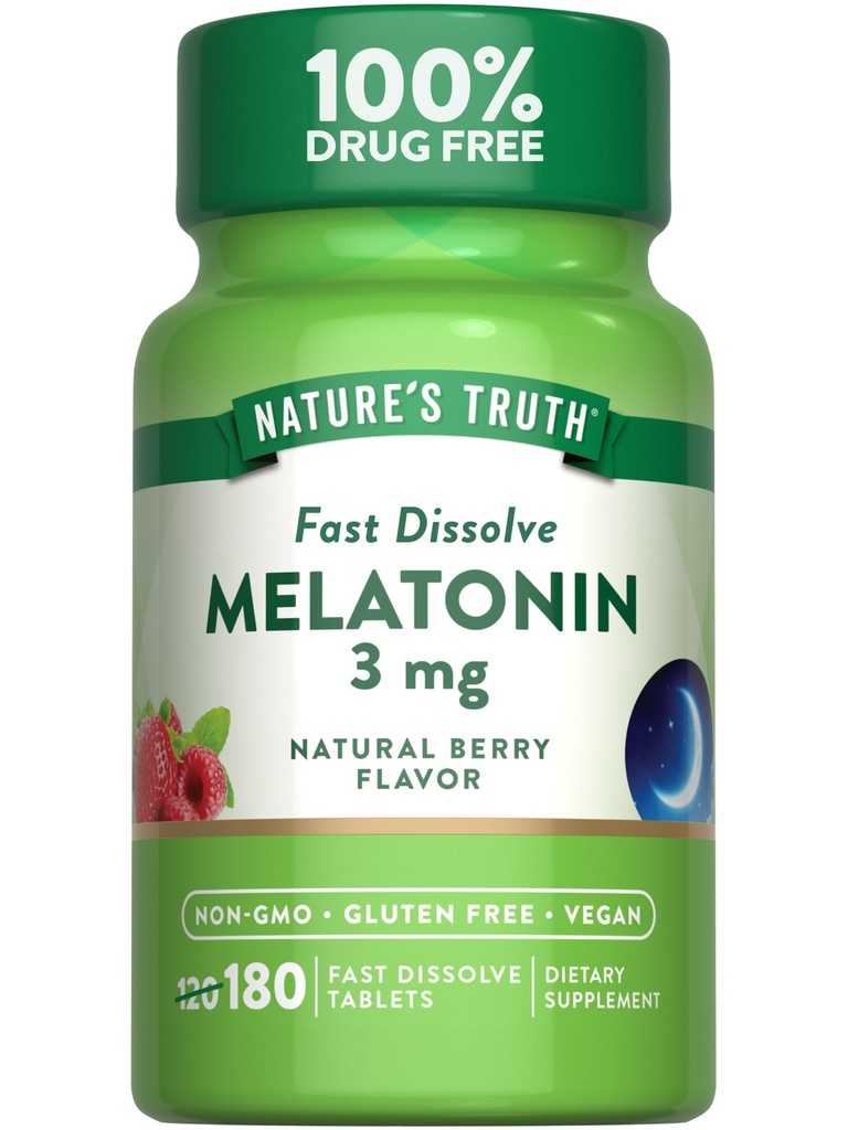De waarheid van de natuur Melatonine 3mg Fast request Tablets 180 Tellen Natural Berry Smaak 