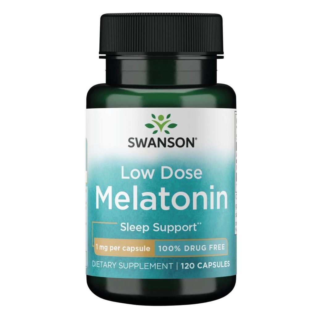 Swanson Melatonin - Herbal Supplement - Sleep and Relaxation - 120 Capsules, 1mg Each