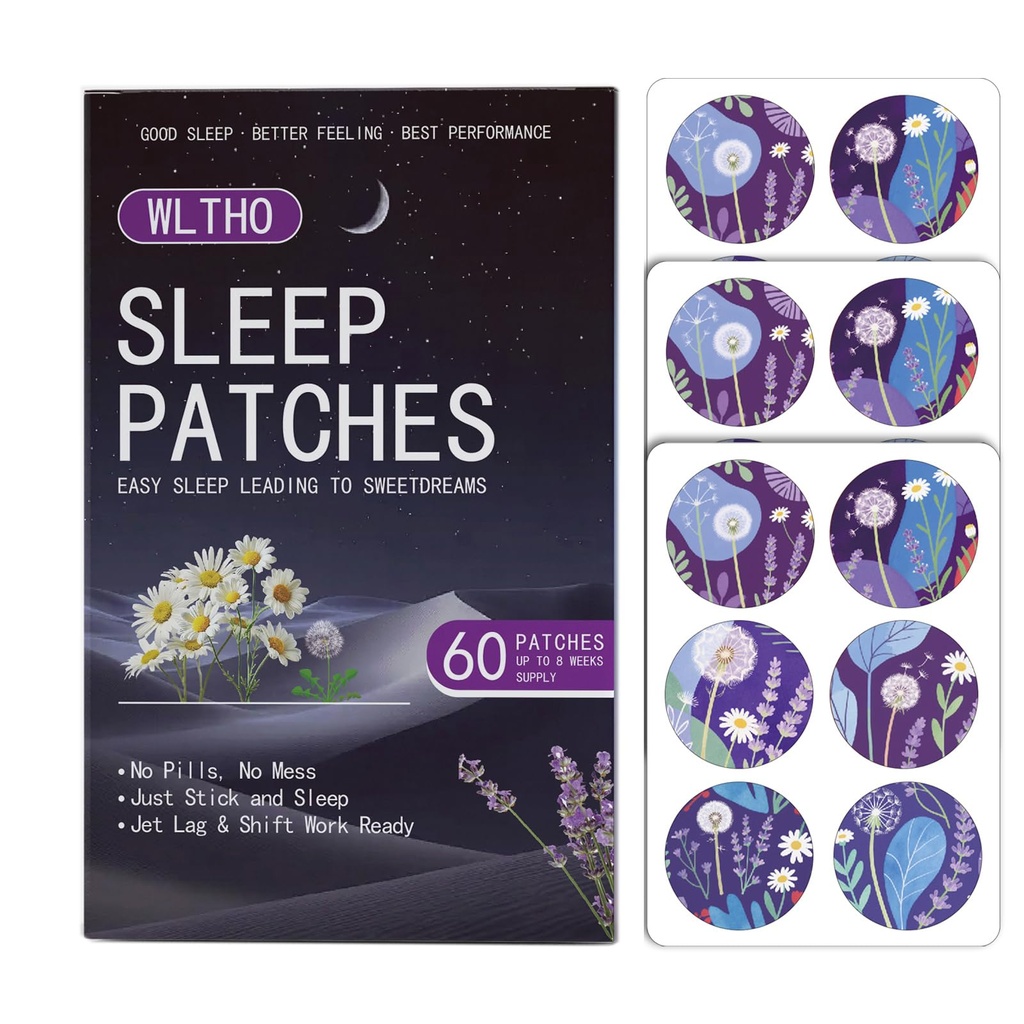 60ct Deep Sleep Patches for Adults - All Natural Sleep Patches Stickers with Valerian Root, Melatonin & Magnesium, 8-Hour Lasting, Non-GMO & Cruelty Free (Purple-60ct)