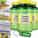 Spring Valley Papaya Enzyme Complex Chewable Tablets Digestive Health 180 Ct 3 pk (540 Total) + Vitamin Vitality & Pill Container (5 Items)!