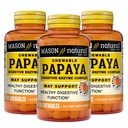 Mason Natural Papaya Digestive Enzyme Complex, Healthy Digestive Function, Promotes Nutrient Absorption, Peach Flavor, 100 Chewables (Pack of 3)