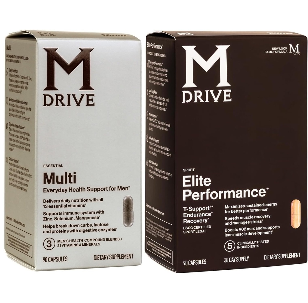 Mdrive Elite Multi - Natural Energy, Strength, Stress Relief, Lean Muscle, Immune Health Support from Zinc, Selenium, Manganese & Vitamin D, Enzymes for Digestive Support