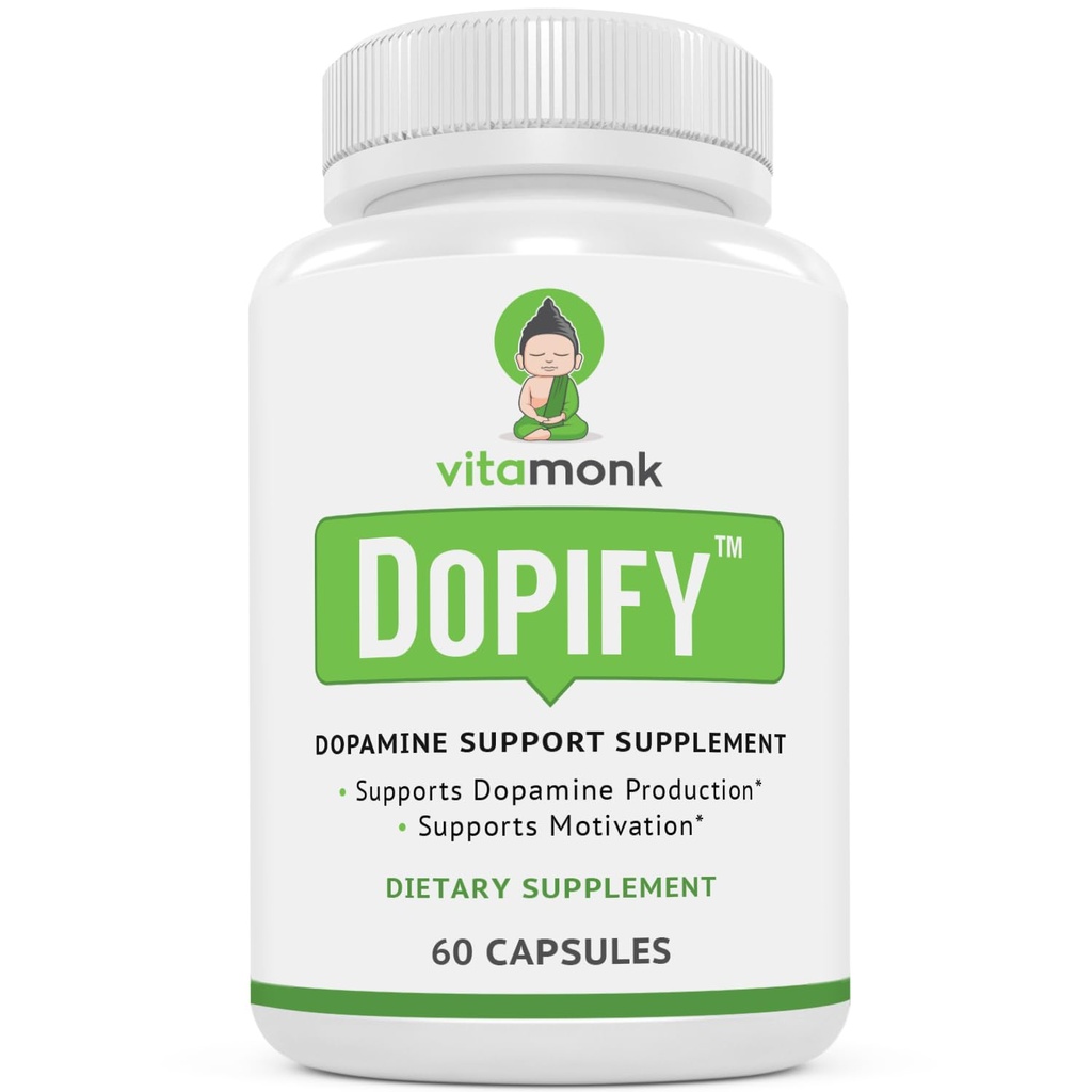 VitaMonk dopify Dopamine supplement Dopamine Booster met Uridine Monofosfaat, Mucuna Pruriens, L-Theanine, Tyrosine en meer - Geen kunstmatige fillers, Just Brain Food - 60 Capsules