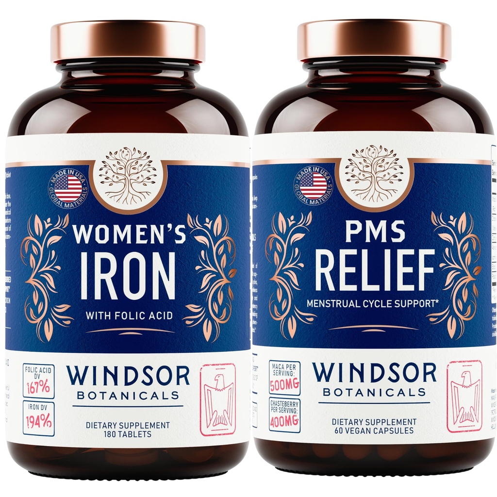 WINDSOR BOTANICALS Supplément de fer et bloc de secours pour les femmes