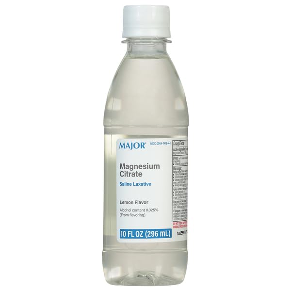 Major Magnesium Citrate Saline Laxative - Helps Relieve Occasional Constipation (Irregularity) - Lemon Flavor - 10 Fl. Oz. (1 Pack)