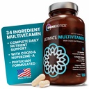 Multivitamine quotidienne ultime Omnibiotics pour les femmes et les hommes – 34 ingrédients essentiels incluant la vitamine A, C, D, E, B6, B12, Biotine, Zinc – 120 capsules végétaliennes