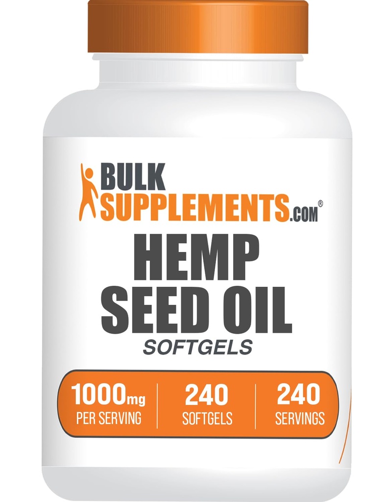 BulkSupplements.com Hennepzaadolie Softgels - Omega 3 Supplement, Kruidensupplement, Hennepzaadolie 1000mg - Glutenvrij, 1 Softgel per Serving, 240 Tellen (Pack of 1)