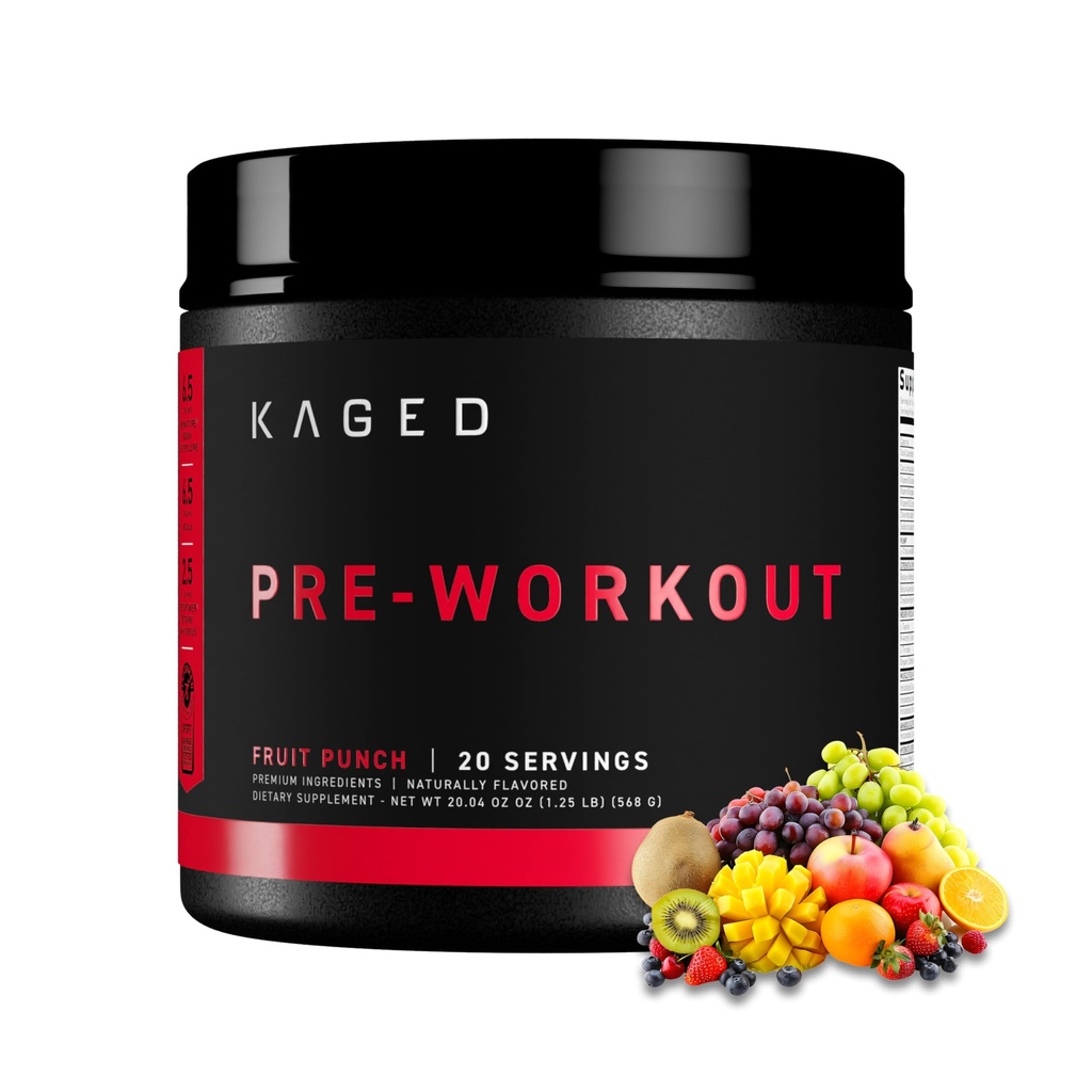 Kaged Original Pre Workout Powder | Fruit Punch | Pre-Workout with Creatine, Beta Alanine, L-Citrulline, BCAAs | 274 mg Caffeine | Pre Supplements for Men & Women | 20 Servings