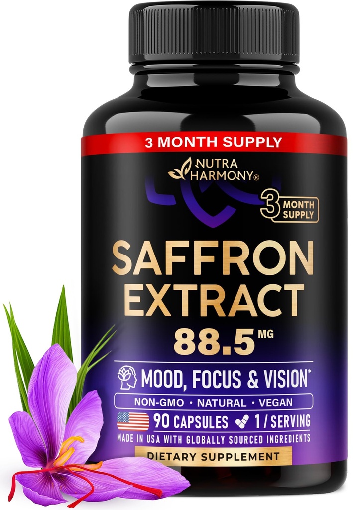 Natuurlijke Saffraan Supplementen - Pure Saffraan Extract 88.5 mg - Made in USA - Mood 
