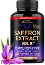 Suppléments naturels de safran - Extrait pur de safran 88,5 mg - Fabriqué aux États-Unis - Mood-Focalisation Vision- Soutien énergétique - Santé des yeux pour les femmes et les hommes - Pilules Vegan non OGM - 90 capsules en poudre, 3 mois d'approvisionnement