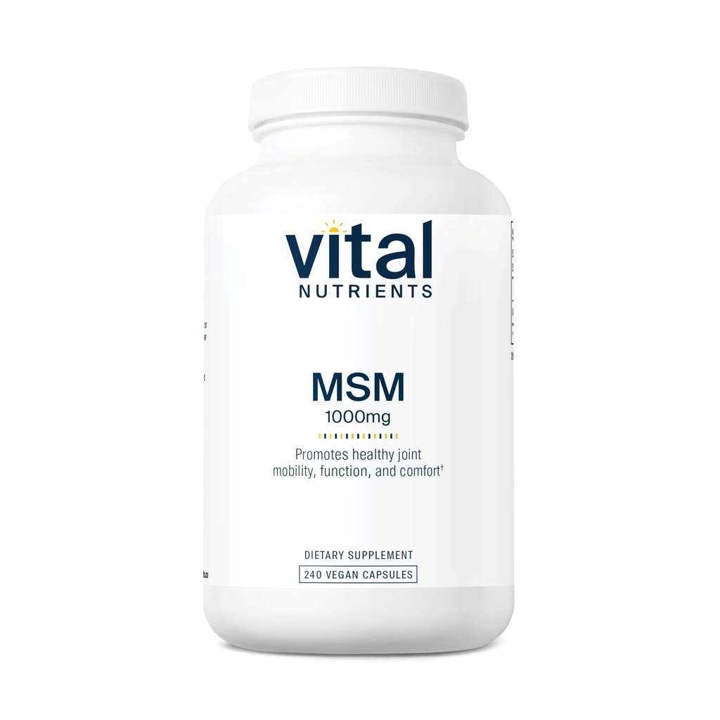 Vitale voedingsstoffen - MSM 1000 mg - Natuurlijke vorm van organisch zwavelzuur - 240 capsules