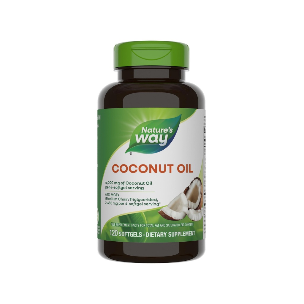Nature's Way Coconut Oil, 62% MCTs(1), Hexane Free, 120 Softgels (Verpakking mei Vary)
