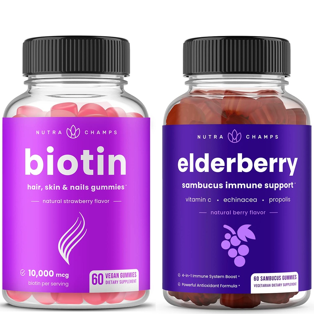 NutraChamps Biotin Gummies en Vlierbessen Gummies Bundle