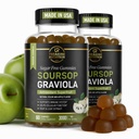 Soursop Leaves & Soursop Fruit Gummies - 3000mg Sousop Extract - 2 Pack Graviola Supplement - Soursop Fruit en Blad - 120ct - Suikervrij - Glutenvrij