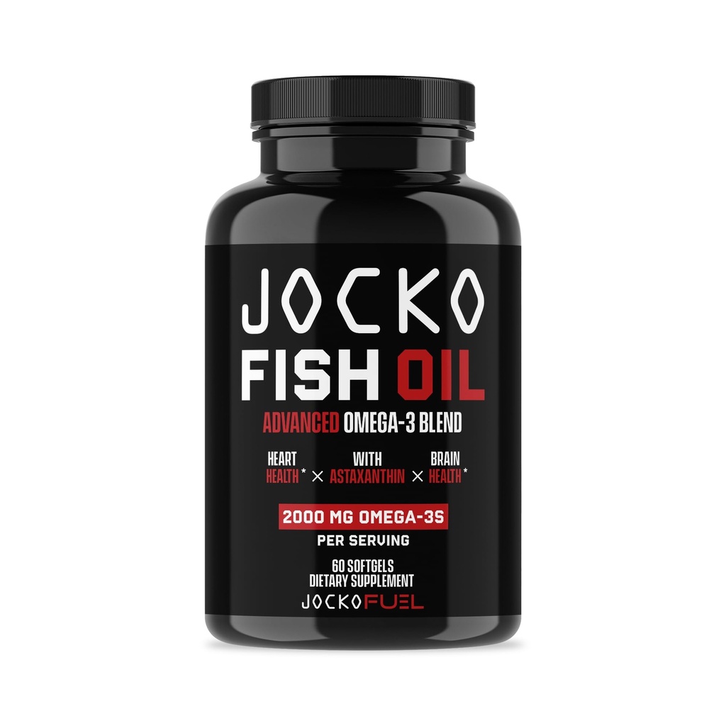 Jocko carburant Omega 3 supplément huile de poisson 2000mg - supplément acide gras sans Burpless, sauvage pris, puissant antioxydant avec l'astaxanthine (60 capsules)
