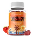 Tanning Gummies for Women, Sunless Tanning Supplement with Astaxanthin, Beta Carotene, Lycopene, Collagen & Hyaluronic Acid for Skin Radiance, Sugar Free, Vegan, Non- GMO, Strawberry Flavor, 60 Count