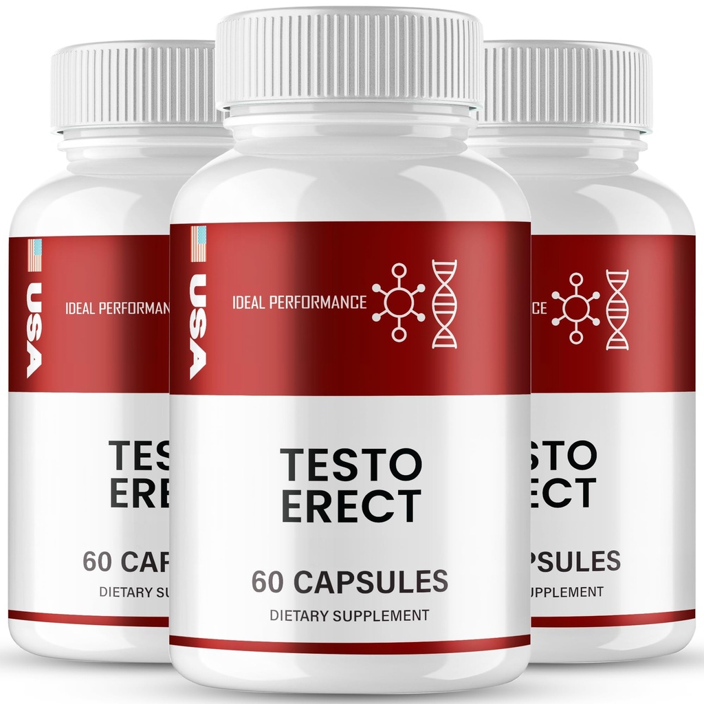 TestoErect Capsules, Advanced TestoErect Supplement Pills - Maximum Strength, All Natural Performance, Stamina & Energy Support, Testo Erect Overall Wellness Formula Reviews (3 Pack)