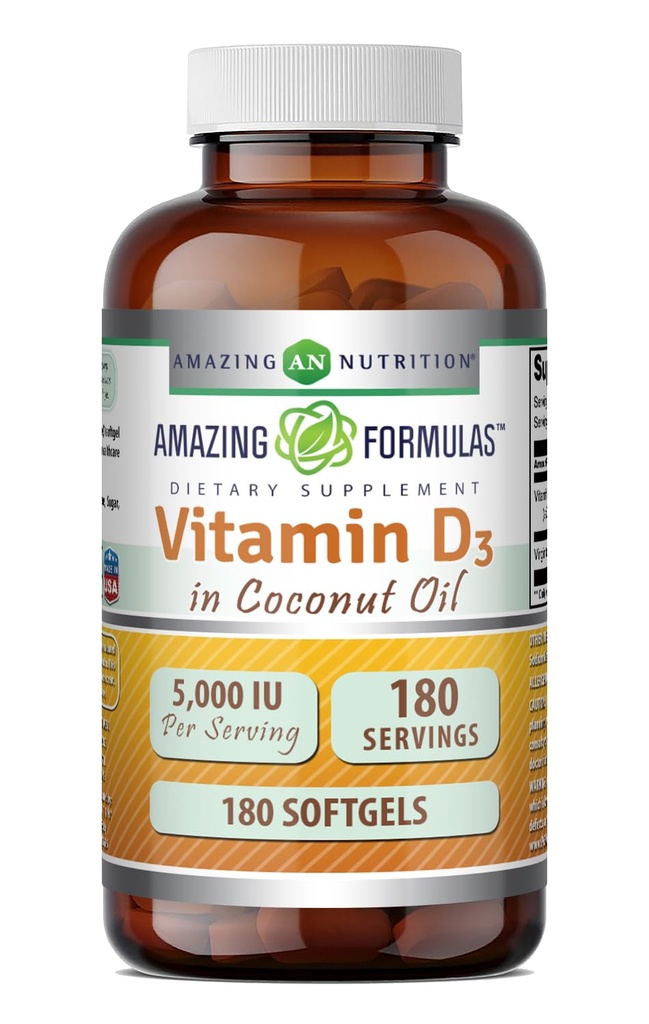 Verbazingwekkende Formules Vitamine D3 met Kokosolie Supplement 