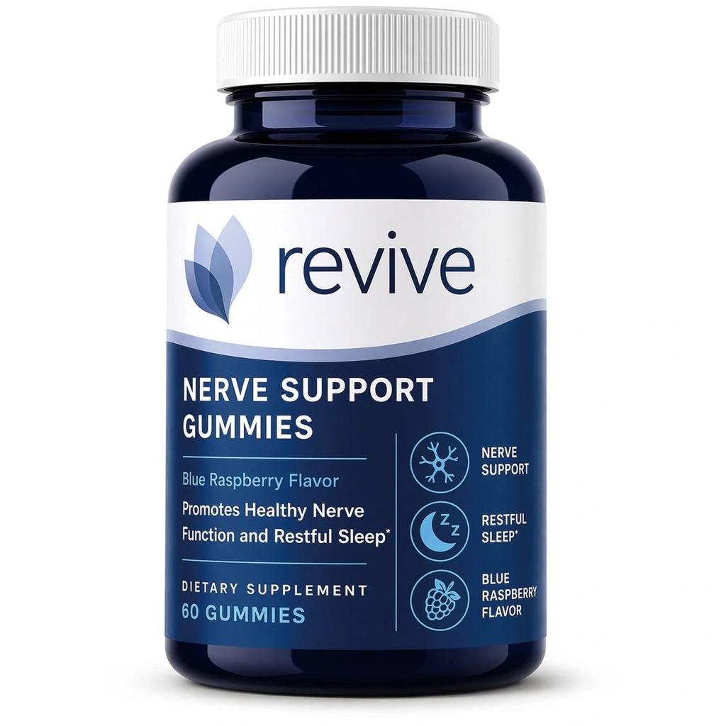 Revive Nerve Support Gummies with Vitamin B1, B6, B12, Prickly Pear & Ginger Extract – Vegan