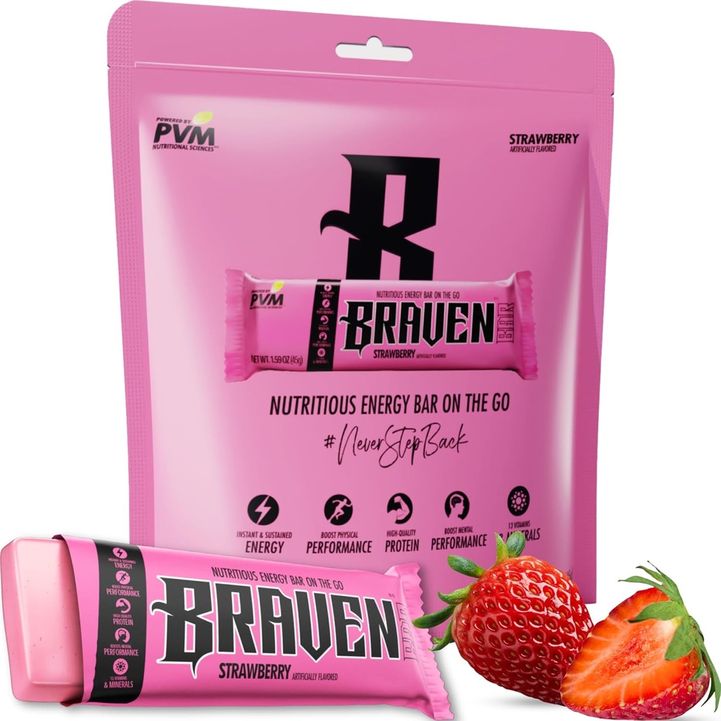 Braven Bar Strawberry Energy Bars (1.59 oz, Pack of two 