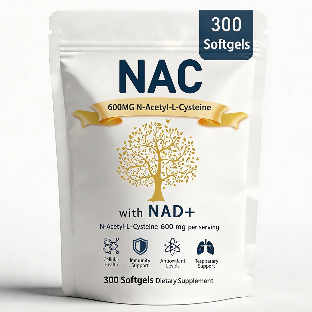 The Standard Lab NAC 600mg & NAD Daily Complex,NAC 600mg Daily Complex, N-Acetyl Cysteine Capsules with NAD+， 300 Count
