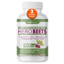 Gade Nutrition Hero Beet - Beetwortel Capsules 1500mg - Biologische bietenwortelpoeder + vitamine C Zink, vlierbes, granaatappel, druivenzaadextract - 3 maanden levering