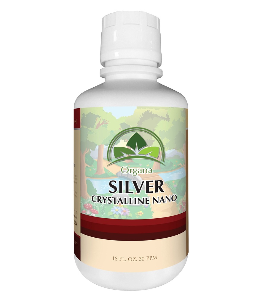 Organa Crystalline Nano Colloïdal Silver - Ultra Pure Silver Liquid for Immune Support - Ultimate Bio Active Supplement Solution - Plata Coloidal - 16 Ounces - 30 PPM