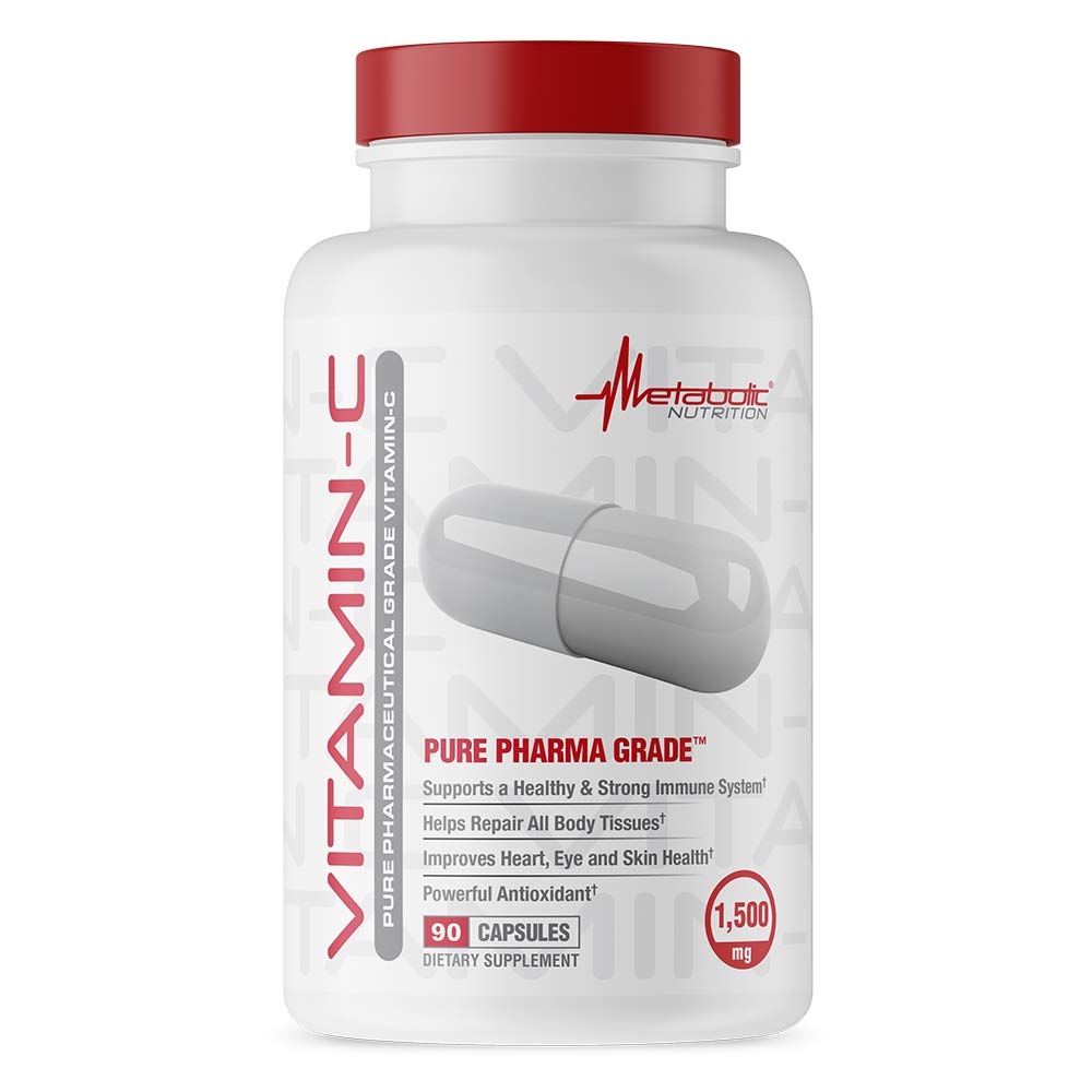 Metabolic Nutrition Vitamin C, 1500mg, Pure Pharma Grade, High Absorption Ascorbic Acid Capsules (90 caps)