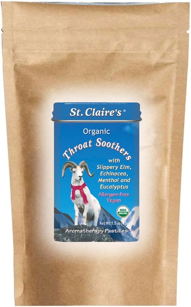 St. Claire's Organics Throat Soothers (8 Ounce Refill Bag) Glutenvrij, Veganistisch, GGO-vrij, Plant-Based, Allergenen-vrij gemaakt in onze Allergenen-vrije faciliteit