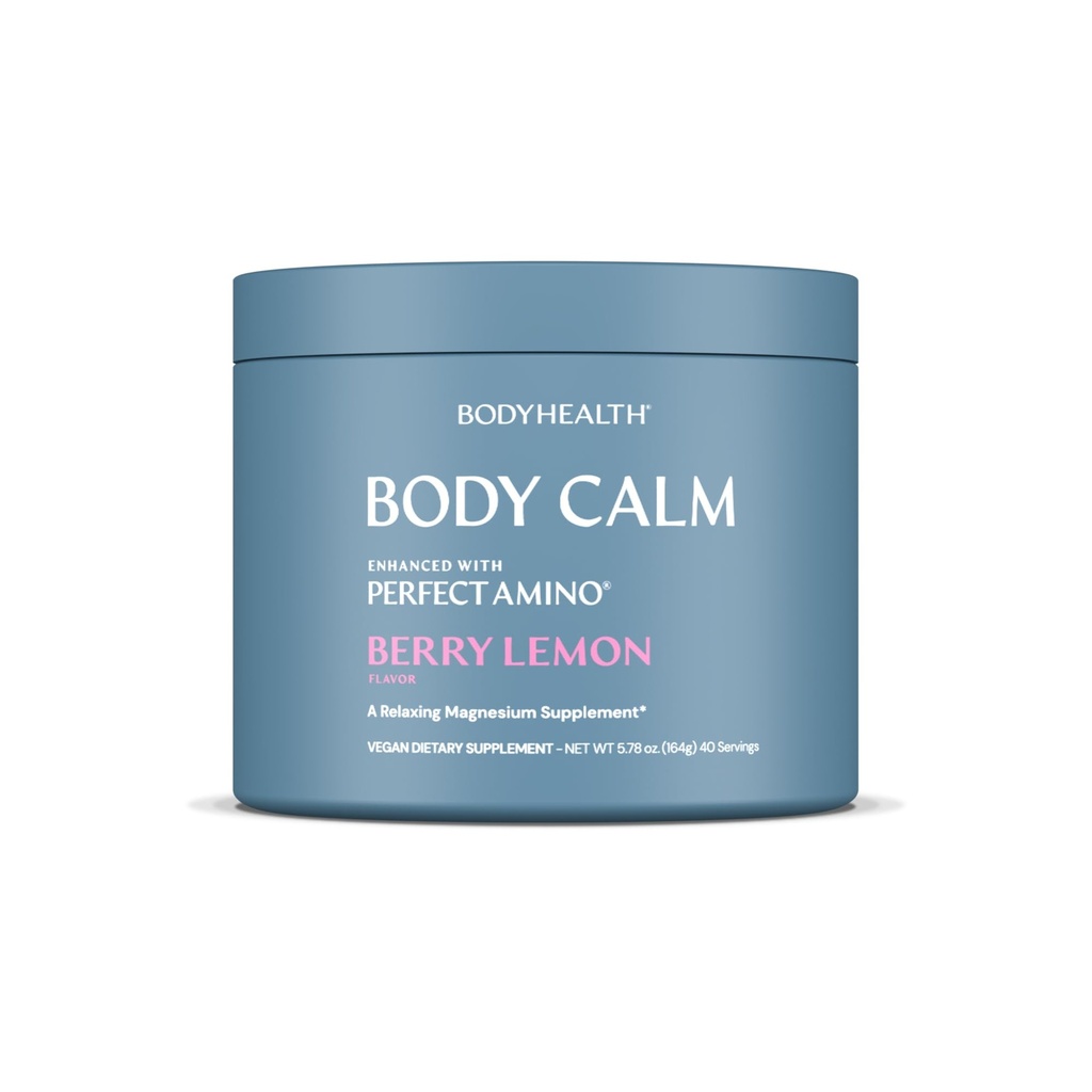 BodyHealth Corps Calme amélioré avec PerfectAmino, Supplément Magnésium haute absorption pour les hommes et les femmes, Poudre de magnésium pour le sommeil, Citron Berry (40 portions)