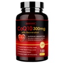 ZEBORA CoQ10-300 mg met Trans-Resveratrol, PQQ & Vitamin E - Hoge Absorptie Co-enzym-Q10 met BioPerine - Krachtige Antioxidant voor Hart en Energie-Productie,120 Veggie Capsules
