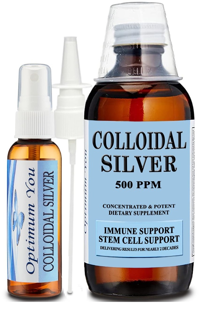 Colloidal Silver Liquid | 500 ppm, Extra Strength | 8 oz with Spray Bottle | Wound Care & Superior Healing | Acne & Stem Cell Support
