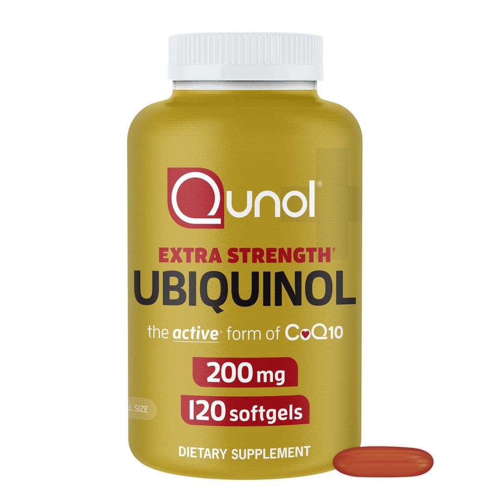 Qunol Ubiquinol CoQ10 200mg Softgels, Powerful Antioxidant for Heart and Vascular Health, Essential for Energy Production, Natural Supplement Active Form of CoQ10, 120ct Softgels