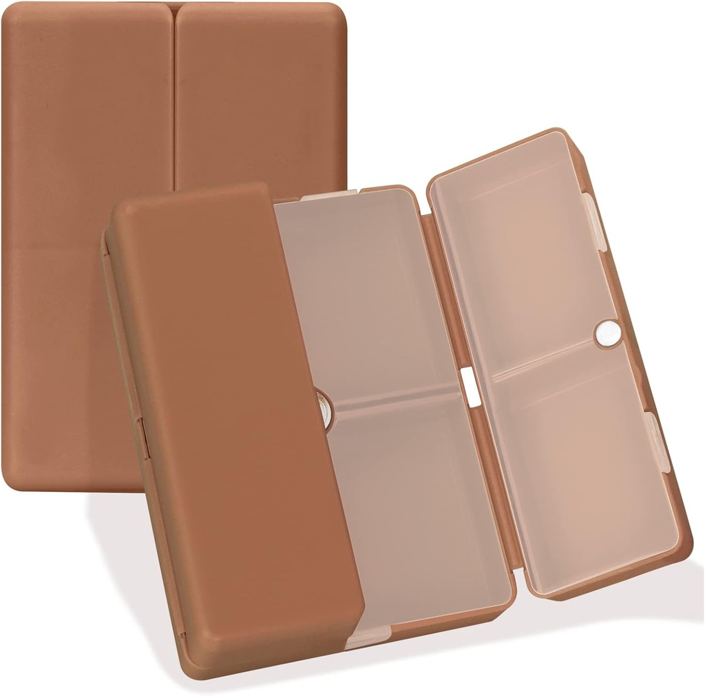 FYY Daily Pill Organizer, 7 Compartments Portable Travel Pill Case, [Folding Design] voor Purse Pocket om vitamines vast te houden, Cod Lever Olie, Complements en Medication-Brown