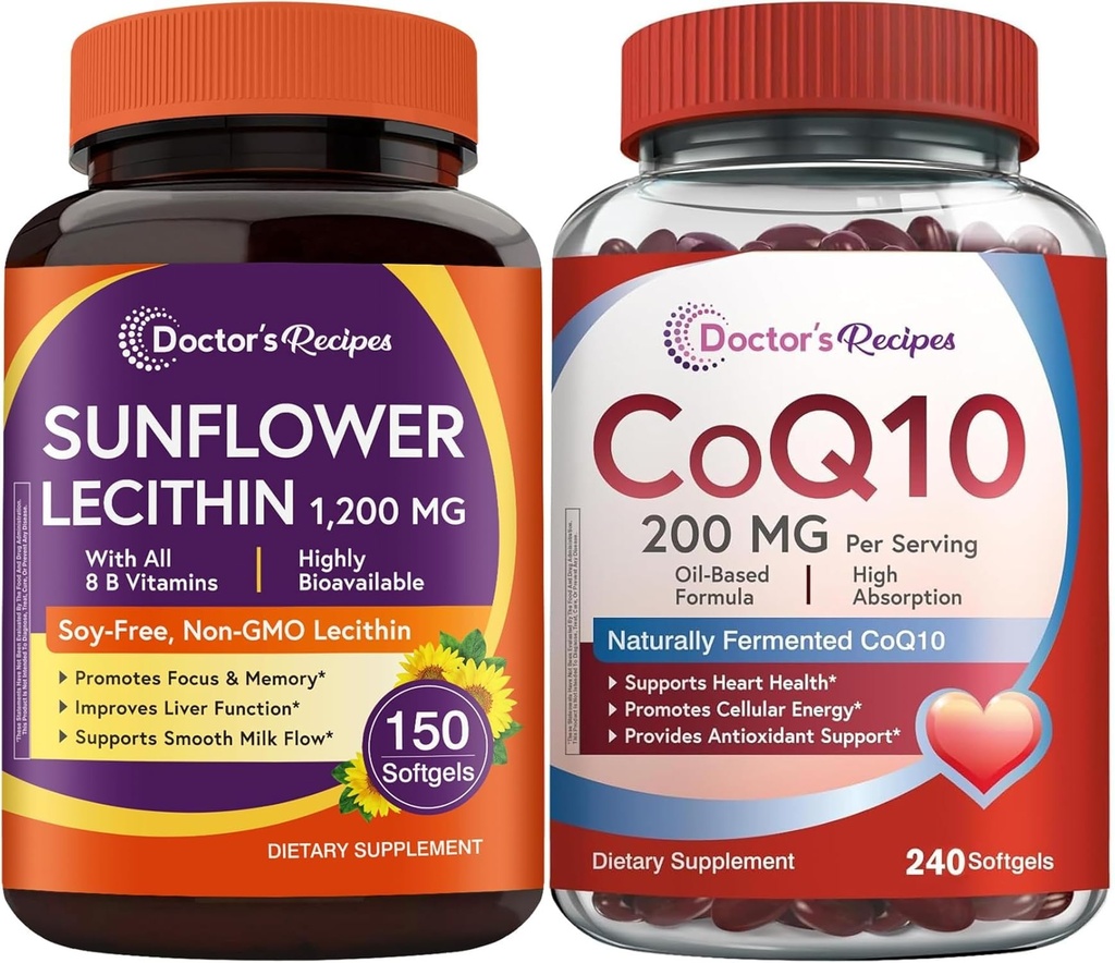 Doctor's Recipes CoQ10 200mg & Sunflower Lecithin 1200 mg