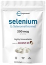Micro Ingrédients Suppléments de sélénium pour les femmes et les hommes 200mcg, 500 Softgels à l'huile de noix de coco.