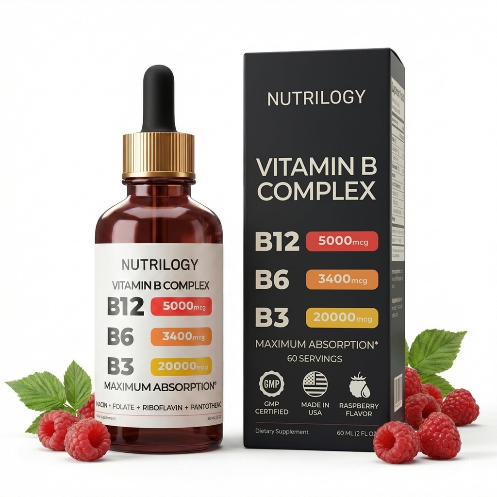 Vitamine B Complex voor mannen en vrouwen - Riboflavine B2, B3, B5, B6, B12 B-Complex Supplement - Zenuwpijn, energie, hersenen en hartondersteuning - Made in USA, 60 Servings