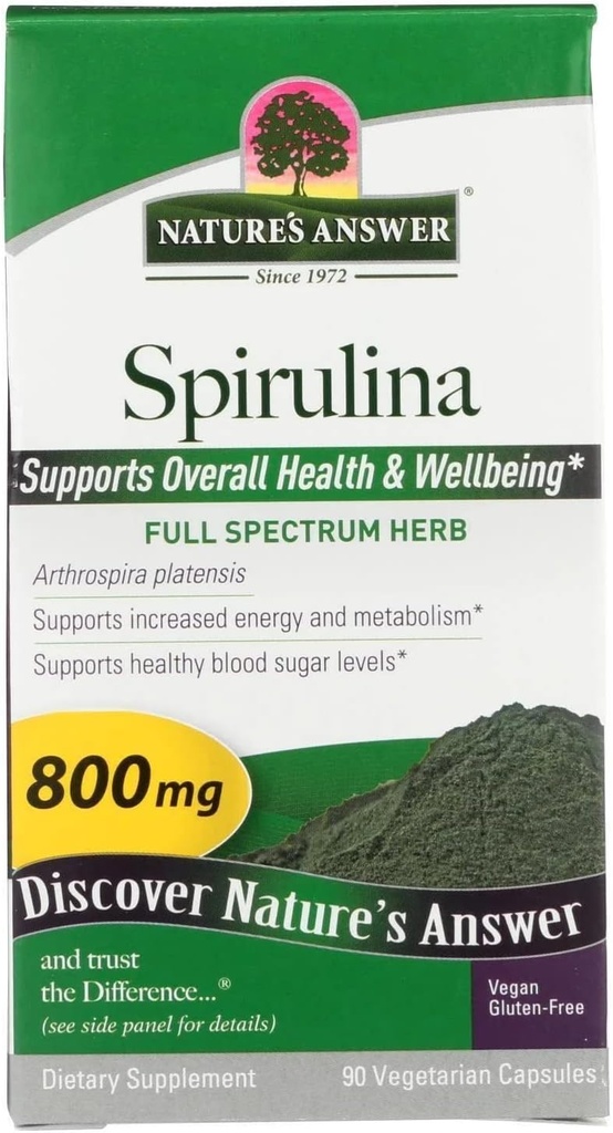Antwoord van de natuur Spirulina Herbal Powder Capsules 90 Tellen 