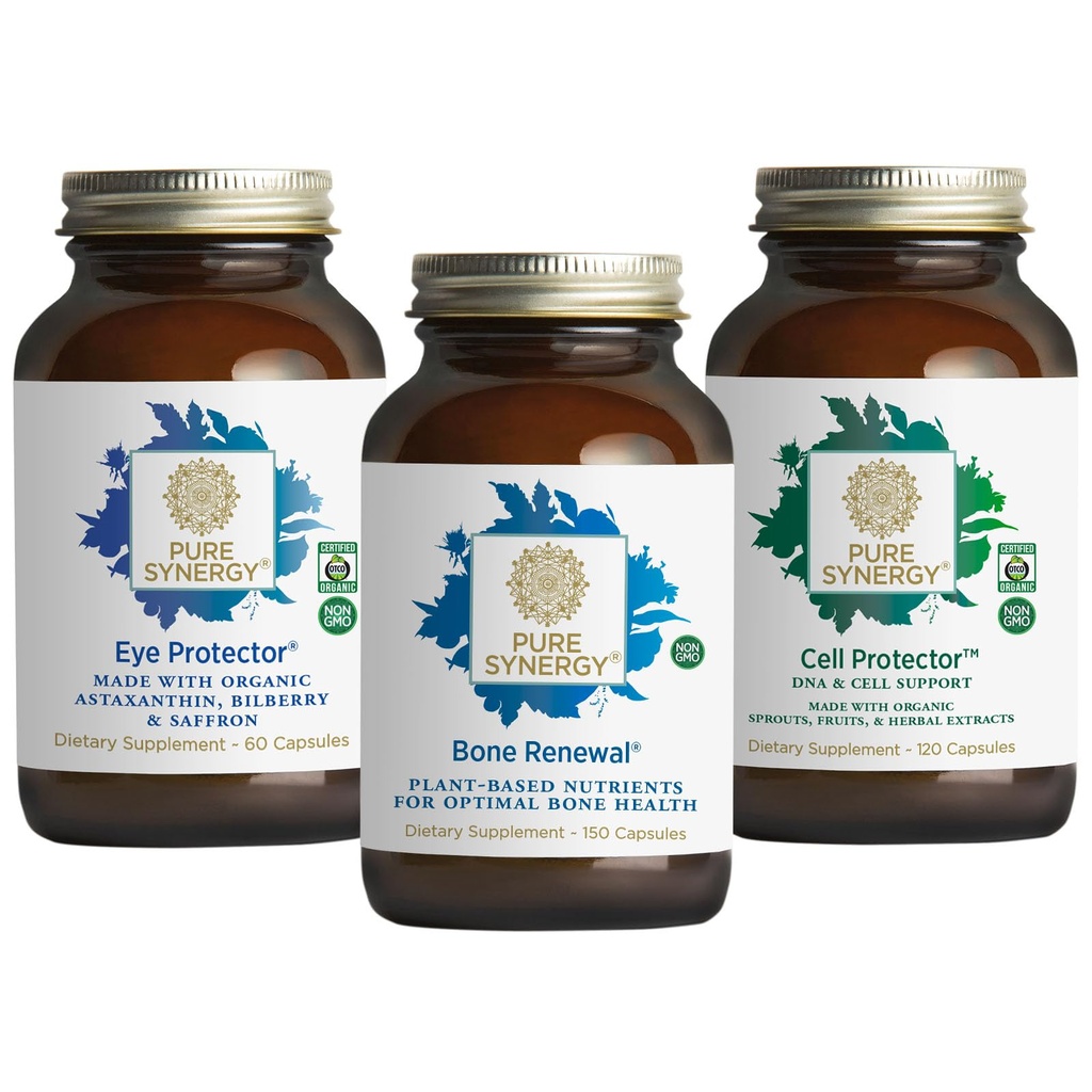 PURE SYNERGY Ensemble vibrant de vieillissement pour la santé des os avec le calcium, le magnésium et le K2.
