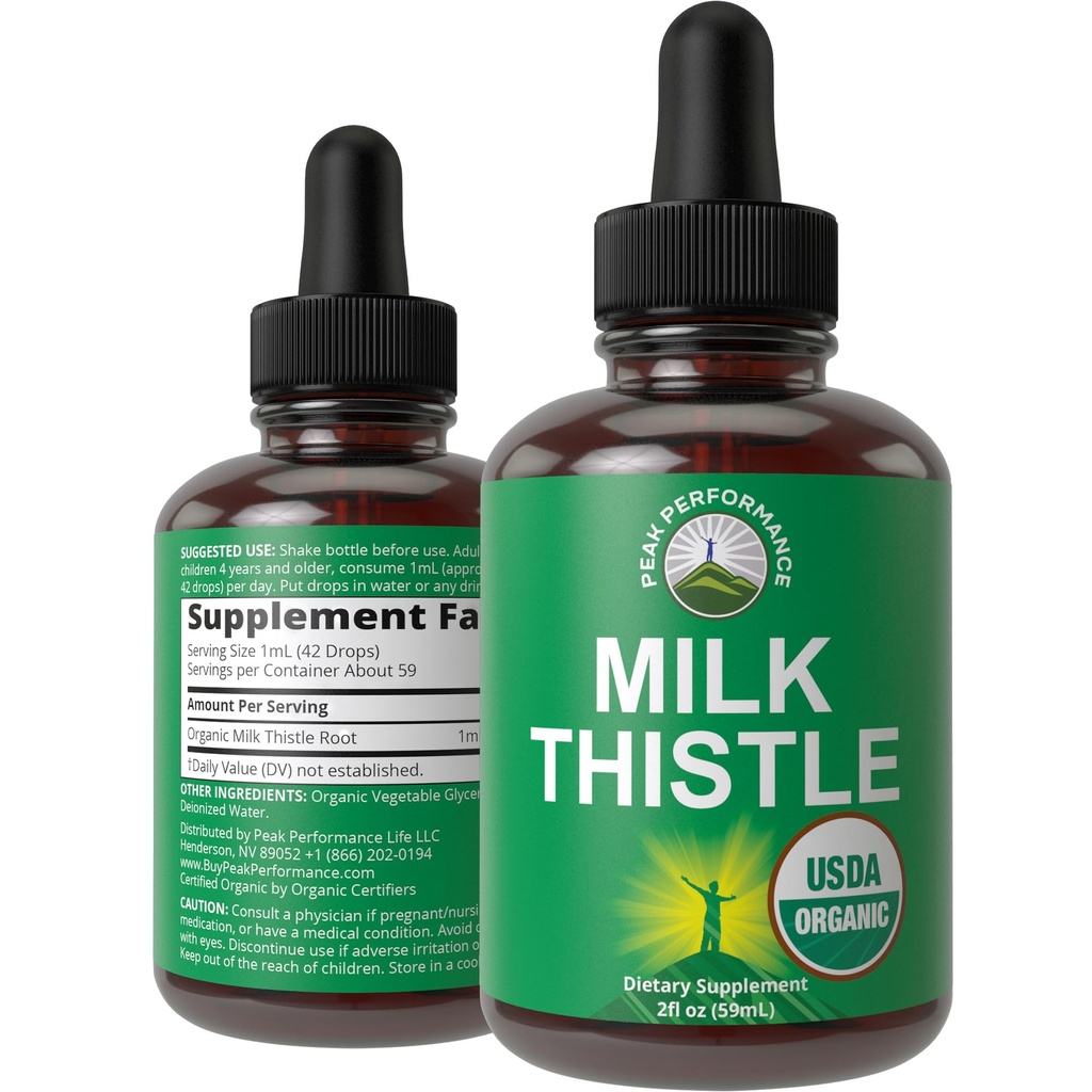USDA Biologische Melkdistel Extract Vegan Liquid Drops. Liver Detox Herbal Supplement. Zero Sugar, geweldig voor spijsvertering en een reiniging. Pure Biologische Melkdistel Tinctuur Supplementen voor vrouwen en mannen