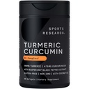 Recherche sportive Curcumine curcumine C3 Complexe 500 mg, poivre amélioré et noir et huile de noix de coco biologique pour une meilleure absorption; sans OGM et sans gluten - Curcuminoïdes standardisés à 95 % (60 softgels de comte)