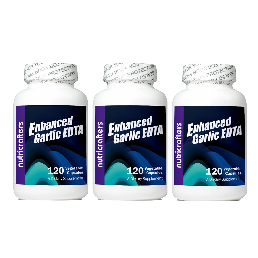 Enhanced Knoflook EDTA 120 capsules - 3 Pack - 1000mg High Potency Calcium Dinatrium EDTA Formula - No Magnesium Sterate of Aluminium bevattende Zeoliet - 1000mg per dag -3 Flessen van 120 Capsules