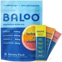 Baloo Clean Electrolytes Powder Packets - No Added Sugar - Hydration Packets with Real Fruit & Unrefined Sea Salt - Magnesium, Potassium & VIT C for Daily Clean Hydration - Variety Pack - 15ct
