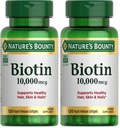 Nature's Bounty Biotin Hair Skin and Nails Vitamines, Ondersteunt gezond haar, huid en nagels, 10.000 mcg, 120 Softgels (Pack of 2)