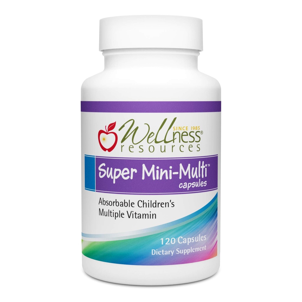 Super Mini-Multi - Multivitamine Slikbare Capsules voor kinderen met Methylfolaat, Methyl B12 en Co-enzym B Vitaminen voor Groei, Focus, Hersengezondheid (120 capsules)