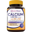 Recepten van de arts Calcium 1200 mg met vitamine D3 & K2 als MK7, Max Absorptie Calcium Supplementen voor bot, tand en immuun ondersteuning, 120 tabletten