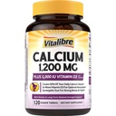Vitalibre Calciumsupplementen voor vrouwen - Calcium 1200 mg met vitamine D3 5000IE, botsterktedichtheid, verbeterde absorptiemaag - vriendelijk zacht, geen gluten, geen soja, niet GGO, 120 gecoate tabletten