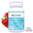 EZ Melts Calcium & Magnesium - Daily Supplement for Heart, Bone, Immune & Brain Health - with Vitamin D3 - Non-GMO & Vegan - Strawberry Smoothie - 60 Dissolvingable Tablets (30 Servings)