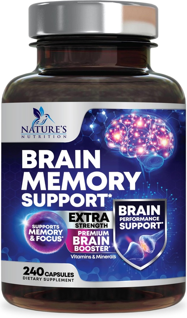 Hersengeheugensupplement Pillen - 3X Strength Nootropics for Concentration, Clarity & Focus Support - Hersengezondheid Cognitieve vitamines met Bacopa, Fosfatidylserine & DMAE, Brain Booster - 240 capsules